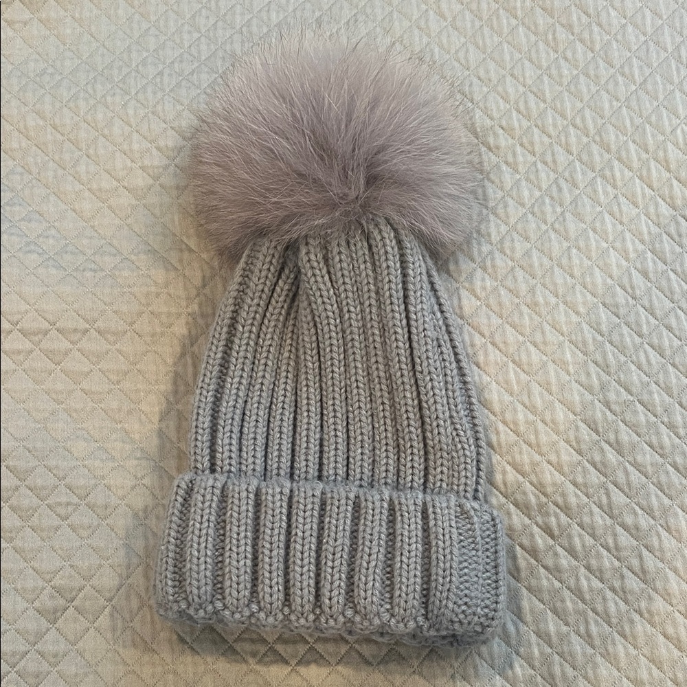Kids Ribbed Pom Pom Beanie